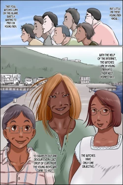 Page 4 of Sono Shima wa Makkuro ni Hiyake Shita Obasan-tachi no Seisokuchi de Aru