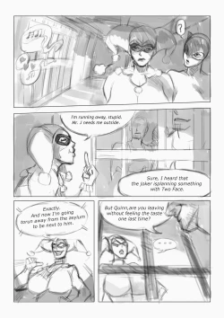 Page 4 of Catwoman and Quinn doujin sketch