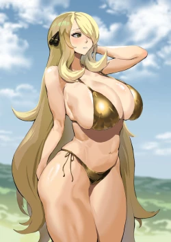 Page 1 of Cynthia is embarrassed to wear a gold bikini