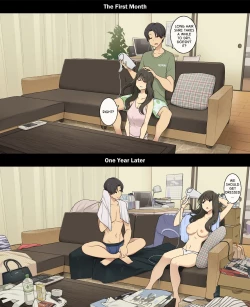 Page 13 of Dousei Seikatsu Ikkagetsume to Ichinen Ato, Asaokite kara Shuushin made no Hikaku | A Day in the Life of a Couple: Their First Month Living Together vs. One Year Later
