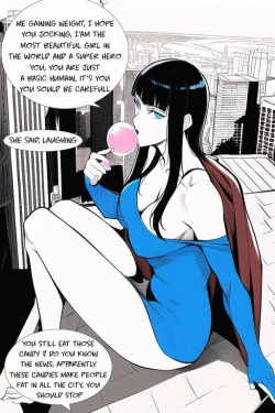 Page 2 of Expanding Heroine:Confronting the Virus Villain, Page 1 to 12,,, Weight gain anime girl, bbw, ssbbw, stuffing belly, SuperHero who gain a lot of weights because of a food addiction.