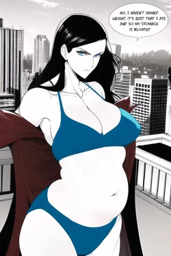 Page 5 of Expanding Heroine:Confronting the Virus Villain, Page 1 to 12,,, Weight gain anime girl, bbw, ssbbw, stuffing belly, SuperHero who gain a lot of weights because of a food addiction.